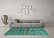 Machine Washable CON3074X Turquoise CON3074X Area Rugs in a Living Room,, wshcon3074turq