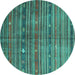 Round Machine Washable CON3074X Turquoise CON3074X Area Rugs, wshcon3074turq