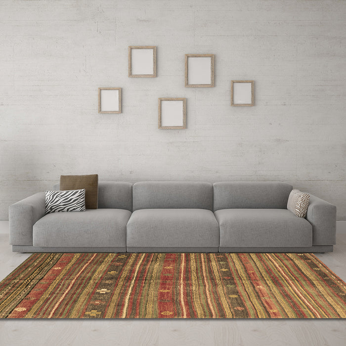 Machine Washable CON3074X Brown CON3074X Rug in a Living Room,, wshcon3074brn