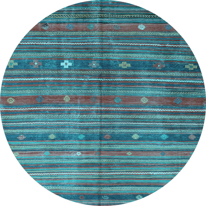 Round Machine Washable CON3074X Light Blue CON3074X Rug, wshcon3074lblu