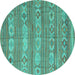 Round Machine Washable CON3075X Turquoise CON3075X Area Rugs, wshcon3075turq