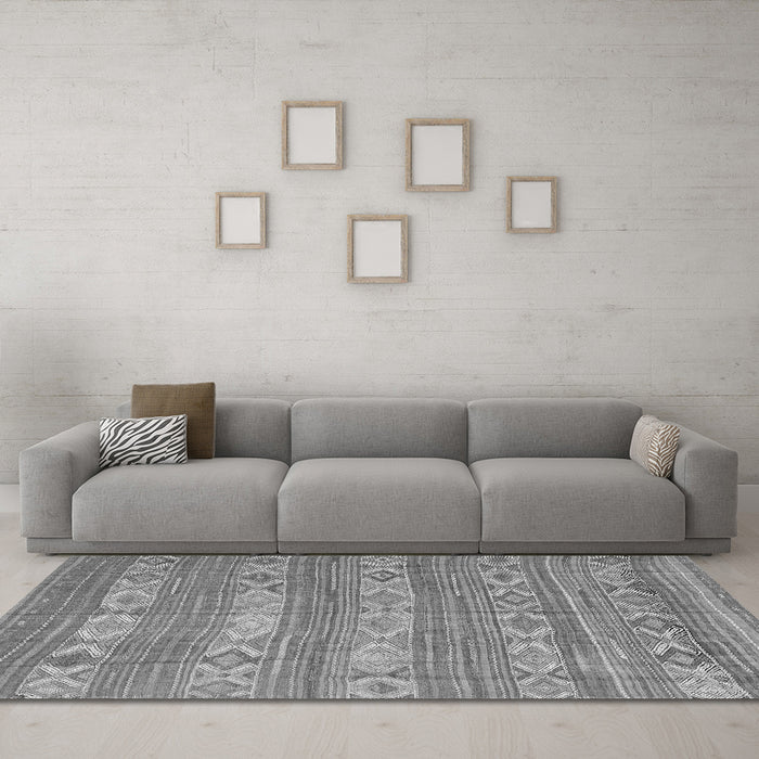 Machine Washable CON3075X Gray CON3075X Rug in a Living Room,, wshcon3075gry