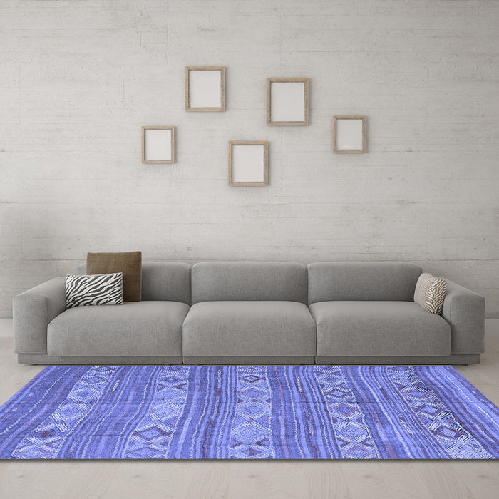 Machine Washable CON3075X Blue CON3075X Rug in a Living Room, wshcon3075blu