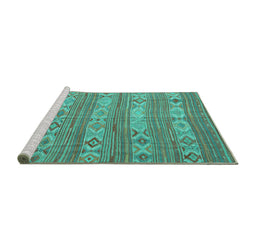 Sideview of Machine Washable CON3075X Turquoise CON3075X Area Rugs, wshcon3075turq