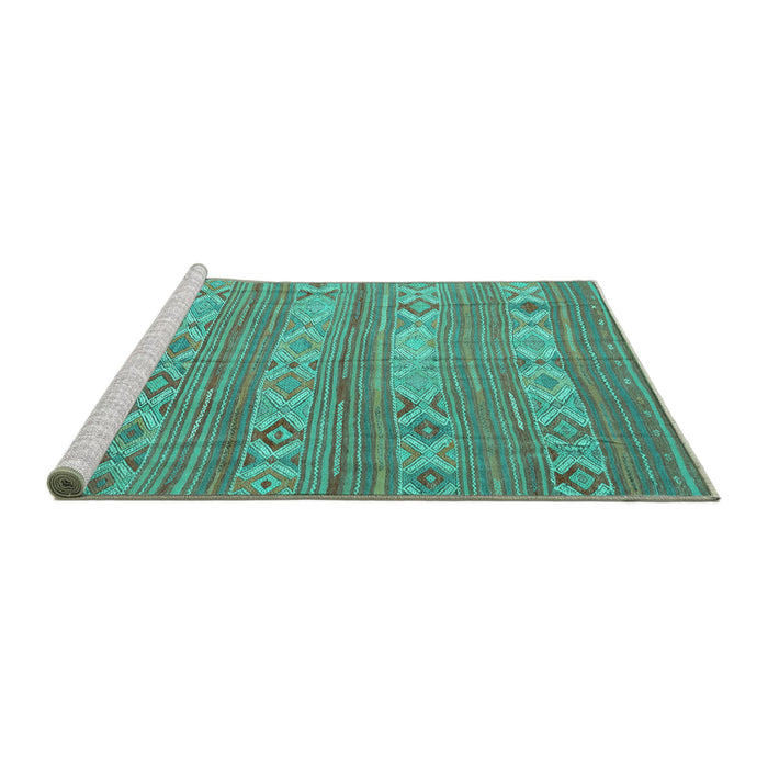 Sideview of Machine Washable CON3075X Turquoise CON3075X Area Rugs, wshcon3075turq