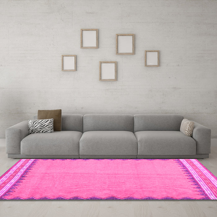 Machine Washable CON3076X Pink CON3076X Rug in a Living Room, wshcon3076pnk