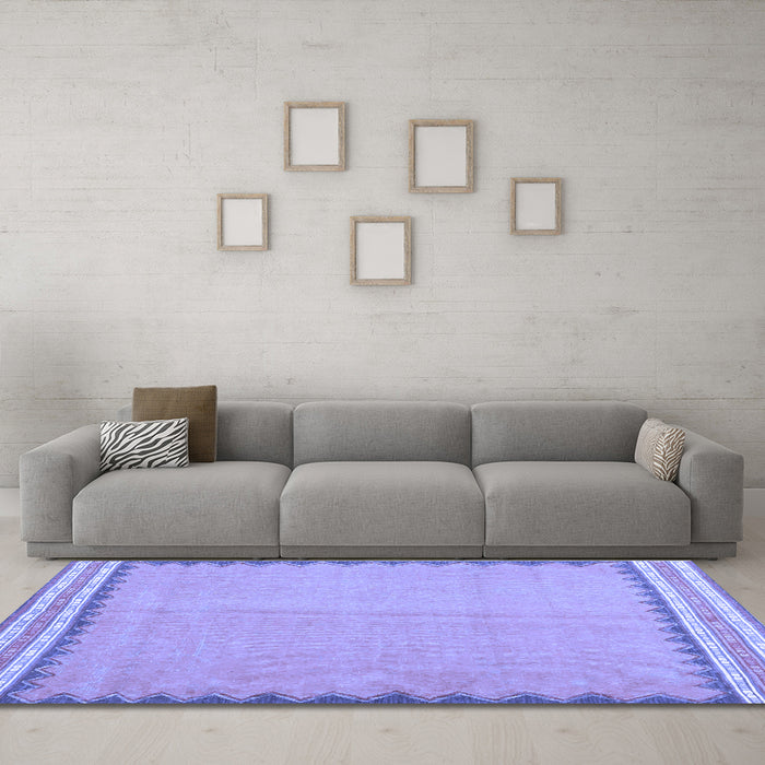 Machine Washable CON3076X Blue CON3076X Rug in a Living Room, wshcon3076blu