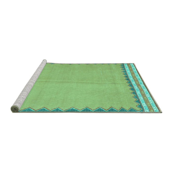 Sideview of Machine Washable CON3076X Turquoise CON3076X Area Rugs, wshcon3076turq