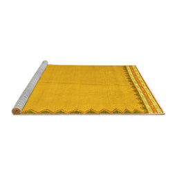 Sideview of Machine Washable CON3076X Yellow CON3076X Rug, wshcon3076yw