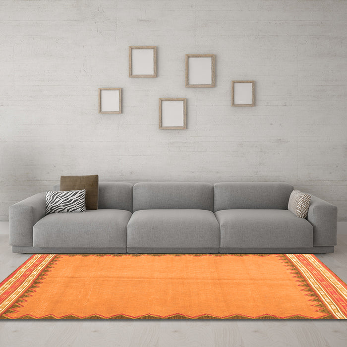 Machine Washable CON3076X Orange CON3076X Area Rugs in a Living Room, wshcon3076org