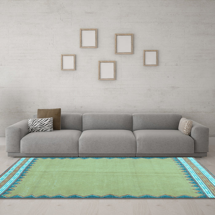 Machine Washable CON3076X Light Blue CON3076X Rug in a Living Room, wshcon3076lblu