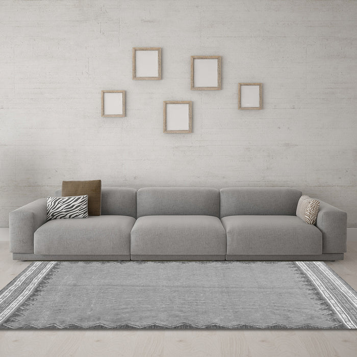 Machine Washable CON3076X Gray CON3076X Rug in a Living Room,, wshcon3076gry