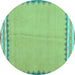 Round Machine Washable CON3076X Turquoise CON3076X Area Rugs, wshcon3076turq