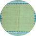 Round Machine Washable CON3076X Light Blue CON3076X Rug, wshcon3076lblu