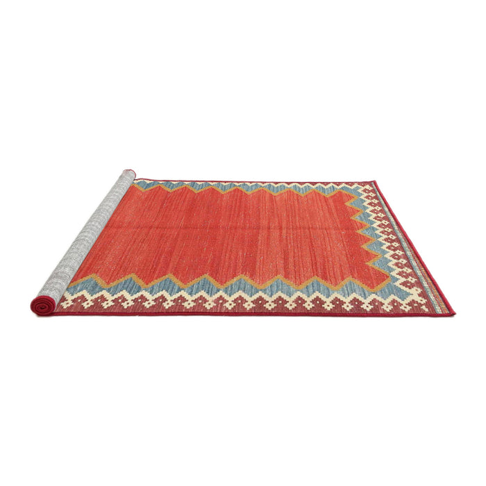 Serging Thickness of Contemporary Neon Red Abstract Machine Washable Rug, wshcon3077