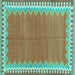 Square Machine Washable CON3077X Turquoise CON3077X Area Rugs, wshcon3077turq
