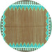 Round Machine Washable CON3077X Turquoise CON3077X Area Rugs, wshcon3077turq