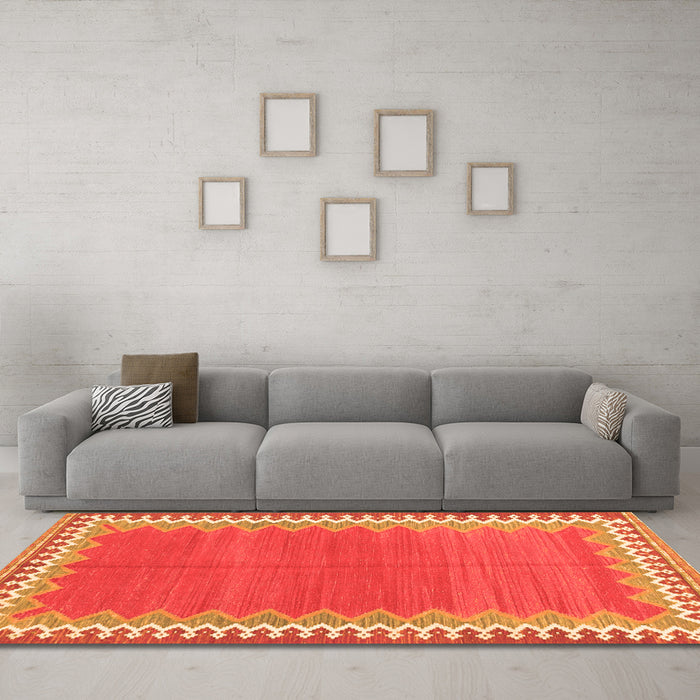 Machine Washable CON3077X Orange CON3077X Area Rugs in a Living Room, wshcon3077org
