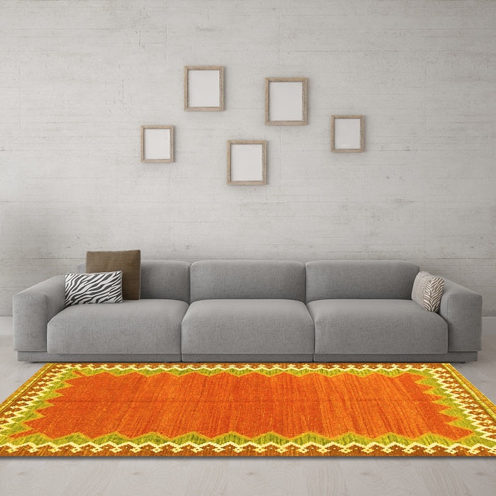 Machine Washable CON3077X Yellow CON3077X Rug in a Living Room, wshcon3077yw