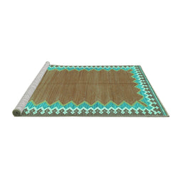 Sideview of Machine Washable CON3077X Turquoise CON3077X Area Rugs, wshcon3077turq
