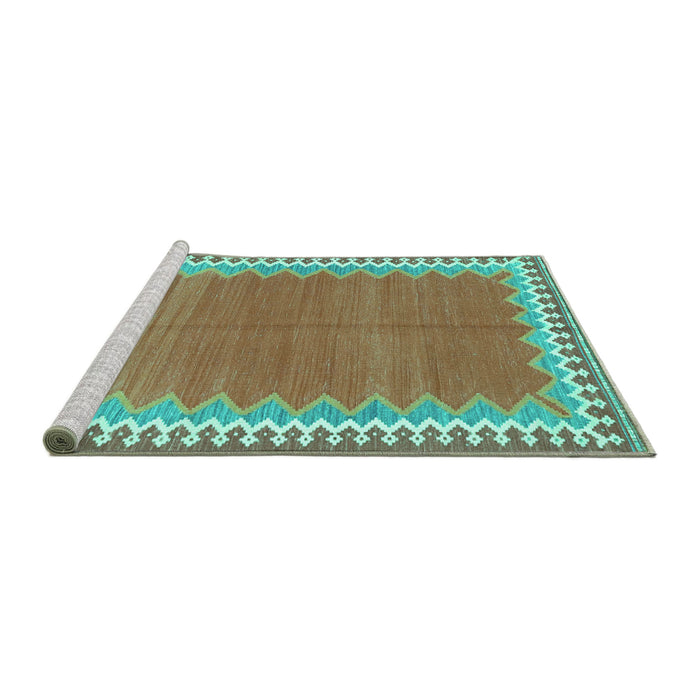 Sideview of Machine Washable CON3077X Turquoise CON3077X Area Rugs, wshcon3077turq