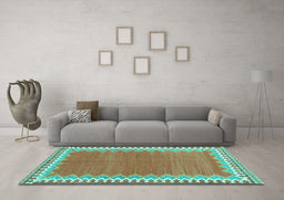 Machine Washable CON3077X Turquoise CON3077X Area Rugs in a Living Room,, wshcon3077turq
