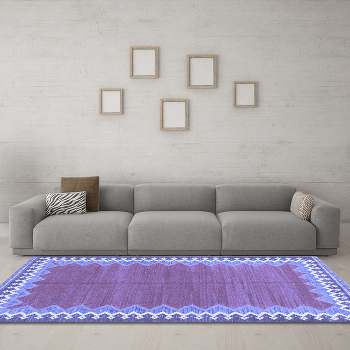 Machine Washable CON3077X Blue CON3077X Rug in a Living Room, wshcon3077blu