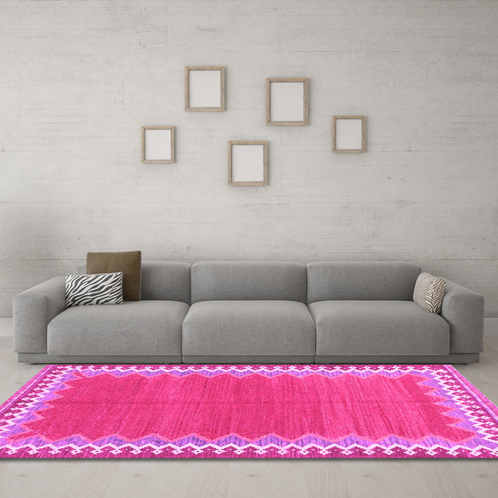 Machine Washable CON3077X Pink CON3077X Rug in a Living Room, wshcon3077pnk