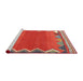 Serging Thickness of Machine Washable Contemporary Copper Red Pink Rug, wshcon3078