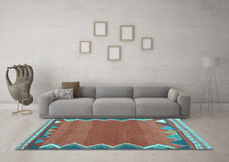 Machine Washable Oriental Light Blue Traditional Rug in a Living Room, wshcon3078lblu