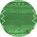 Round Oriental Emerald Green Traditional Rug, con3078emgrn