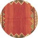 Round Oriental Brown Traditional Rug, con3078brn