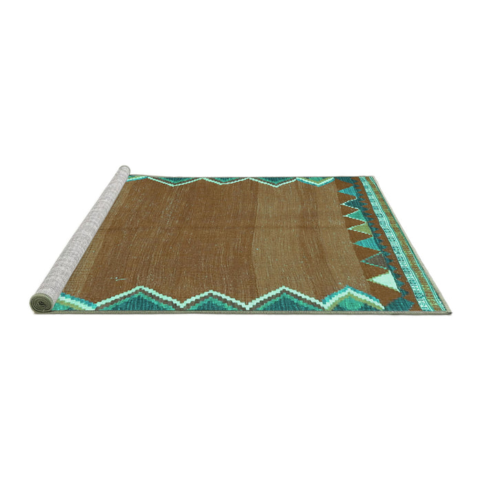 Sideview of Machine Washable Oriental Turquoise Traditional Area Rugs, wshcon3078turq