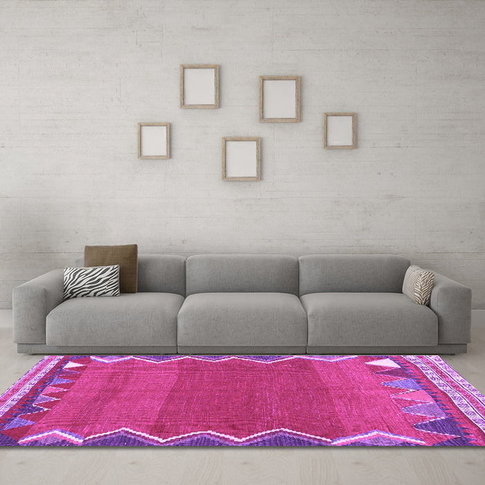 Machine Washable Oriental Purple Traditional Area Rugs in a Living Room, wshcon3078pur