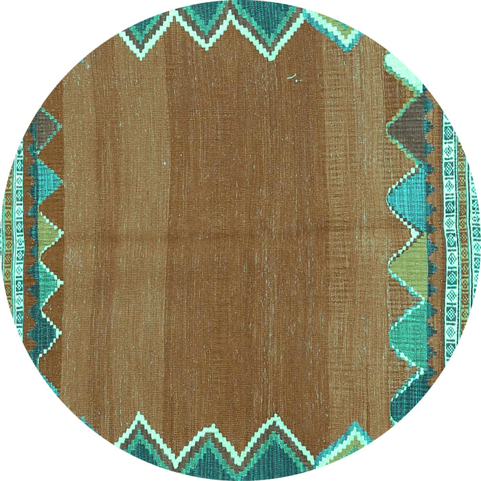 Round Oriental Turquoise Traditional Rug, con3078turq