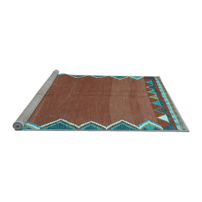 Sideview of Machine Washable Oriental Light Blue Traditional Rug, wshcon3078lblu