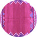 Round Machine Washable Oriental Purple Traditional Area Rugs, wshcon3078pur