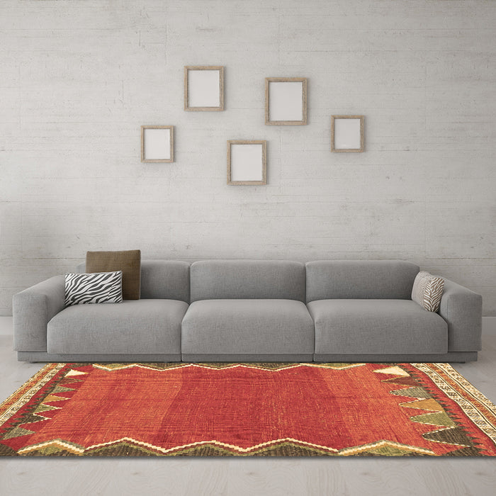 Machine Washable Oriental Brown Traditional Rug in a Living Room,, wshcon3078brn