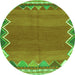 Square Oriental Green Traditional Rug, con3078grn