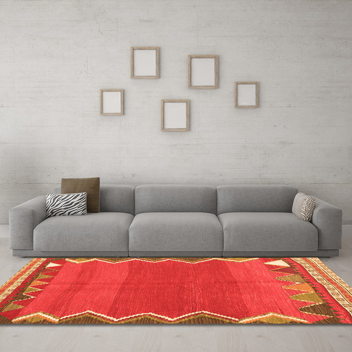 Machine Washable Oriental Orange Traditional Area Rugs in a Living Room, wshcon3078org