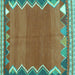 Square Machine Washable Oriental Turquoise Traditional Area Rugs, wshcon3078turq