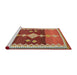 Serging Thickness of Machine Washable Contemporary Red Rug, wshcon3079