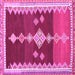 Square Machine Washable Abstract Pink Contemporary Rug, wshcon3079pnk