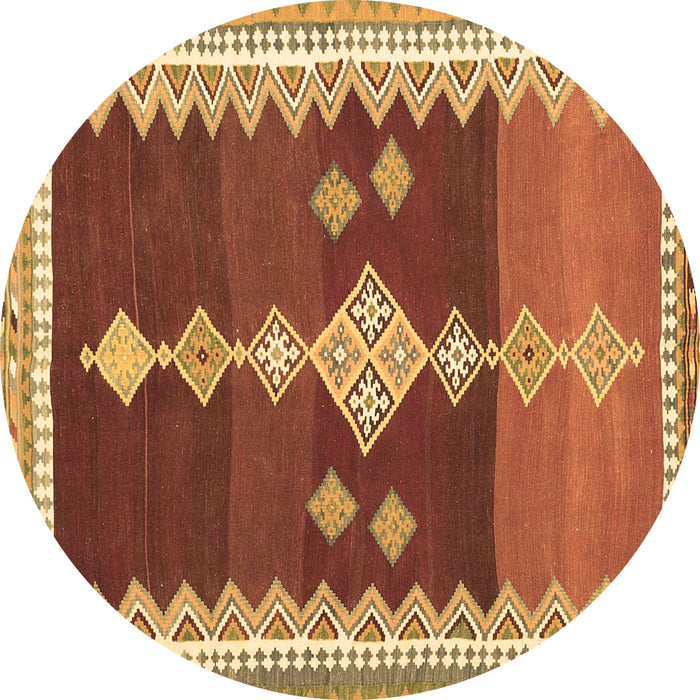 Round Abstract Brown Contemporary Rug, con3079brn