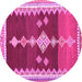 Round Abstract Pink Contemporary Rug, con3079pnk