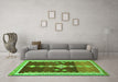 Machine Washable Abstract Green Contemporary Area Rugs in a Living Room,, wshcon3079grn