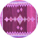 Round Machine Washable Abstract Purple Contemporary Area Rugs, wshcon3079pur