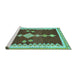 Sideview of Machine Washable Abstract Turquoise Contemporary Area Rugs, wshcon3079turq