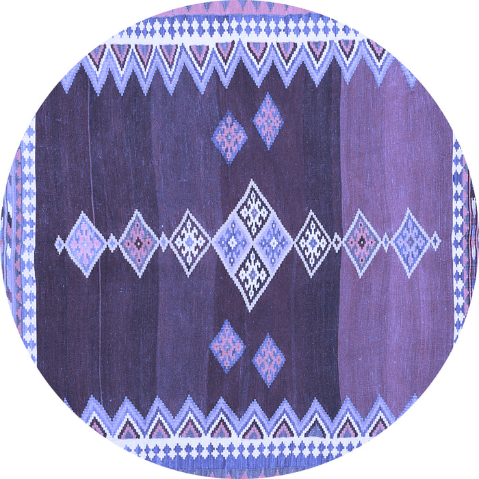 Round Abstract Blue Contemporary Rug, con3079blu