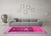 Machine Washable Abstract Pink Contemporary Rug, wshcon3079pnk